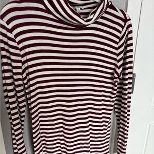 Lucky Brand Burgundy and White Striped Shirt